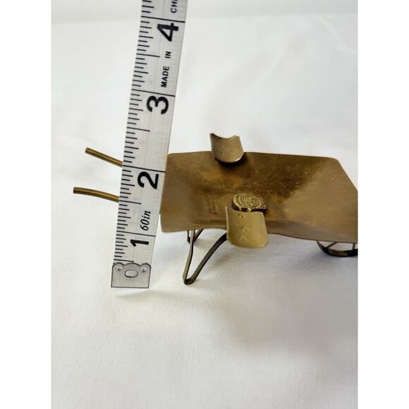 Vtg Brass Wheelbarrow Ashtray Marked Columbia With Pre-Columbian Metal Mask - Picture 13 of 13